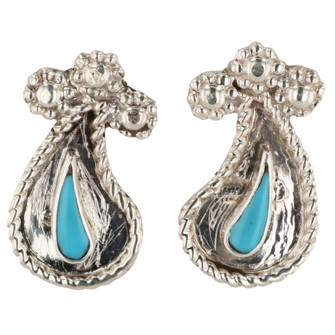 Janice Edaakie Zuni Sterling Turquoise Earrings (1 of 4)