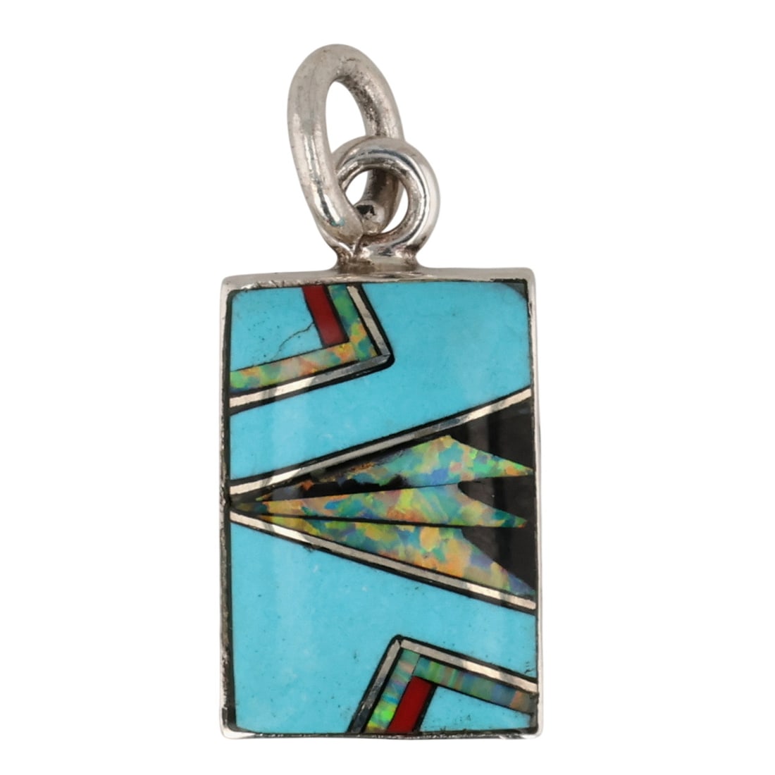 Southwest Sterling Multi-Stone Inlay Pendant (1 of 4)