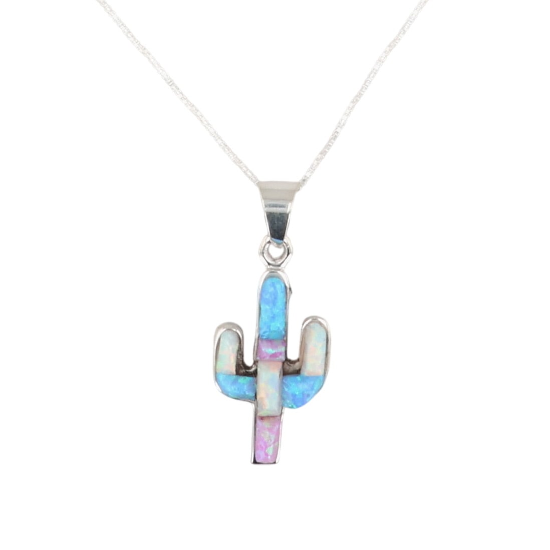 Allen Lee Navajo Sterling Opal Cactus Necklace (1 of 5)