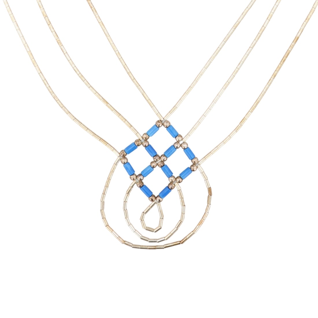 Southwest Sterling Liquid Silver Multi-Strand Sodalite Bead Necklace (1 of 5)
