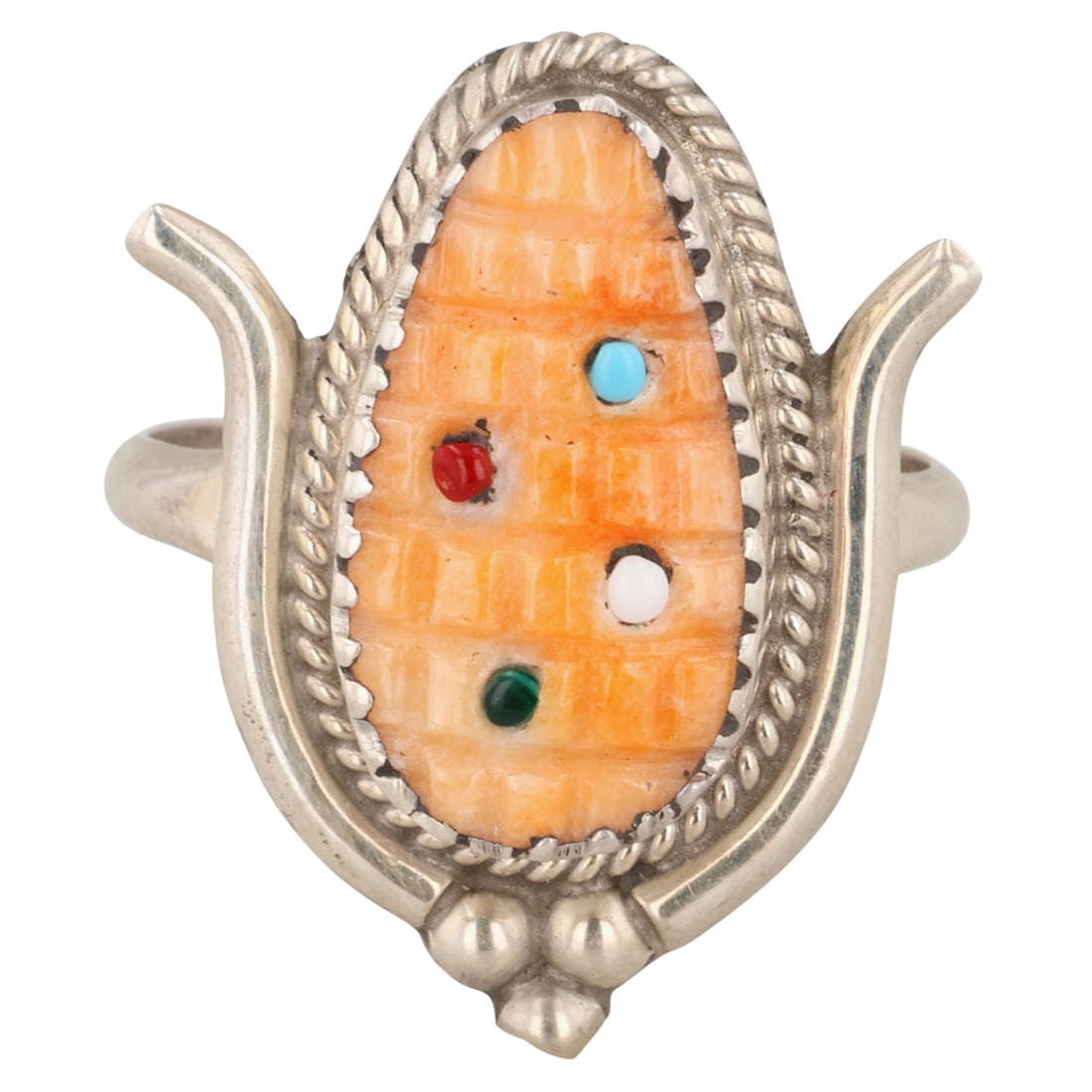 Kane Etsate Zuni Sterling Multi-Stone Corn Ring Sz 7.75 (1 of 6)