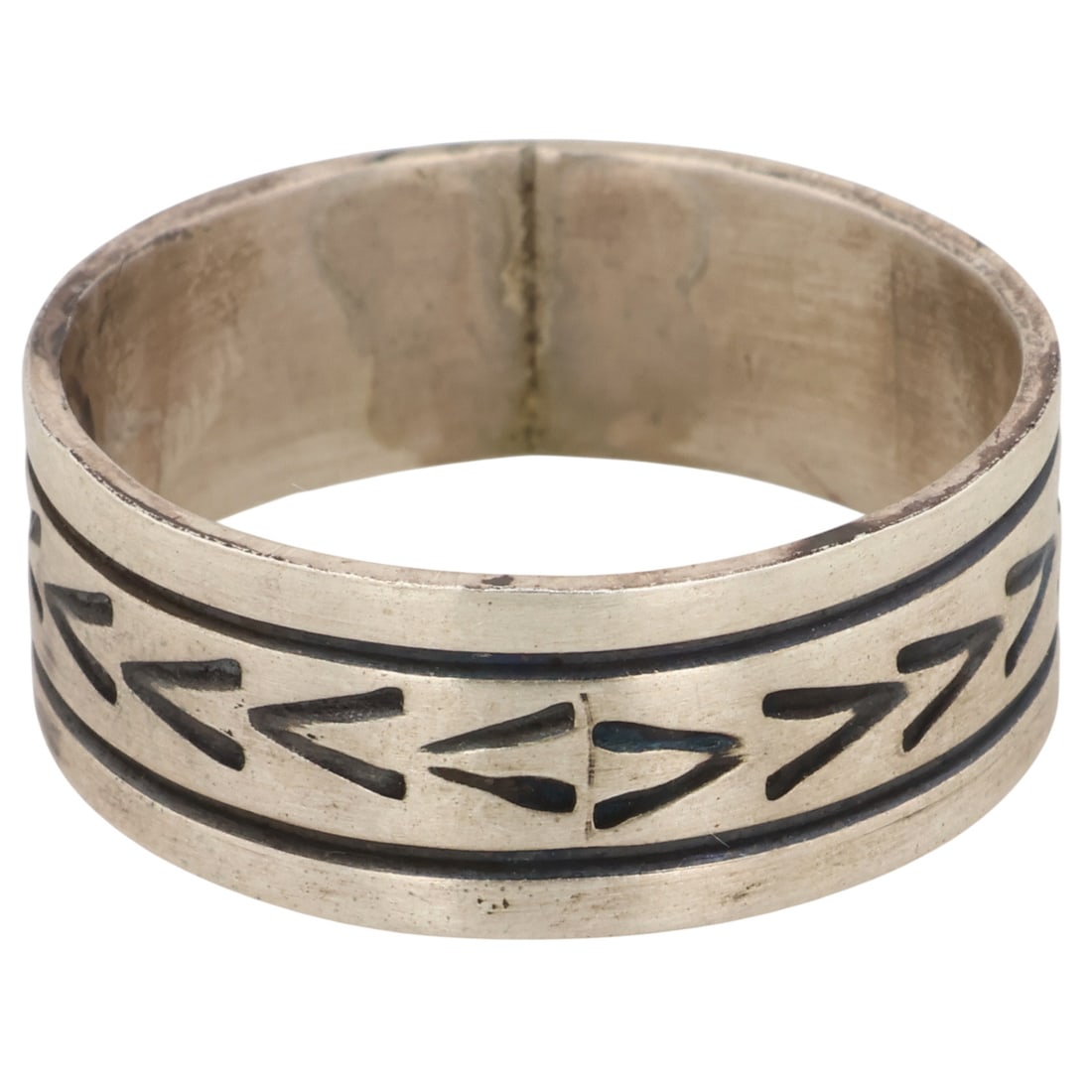 Rick Enriquez Navajo Sterling Stamped Ring Sz 13 (1 of 6)