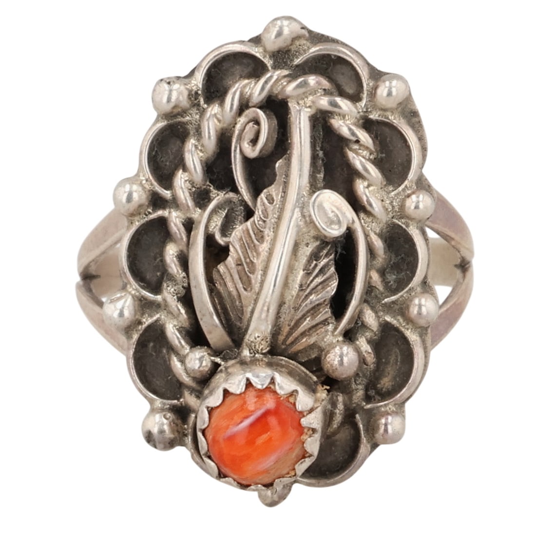 Navajo Sterling Spiny Oyster Ring Sz 5: Navajo Sterling Spiny Oyster Ring Sz 5 / 4g