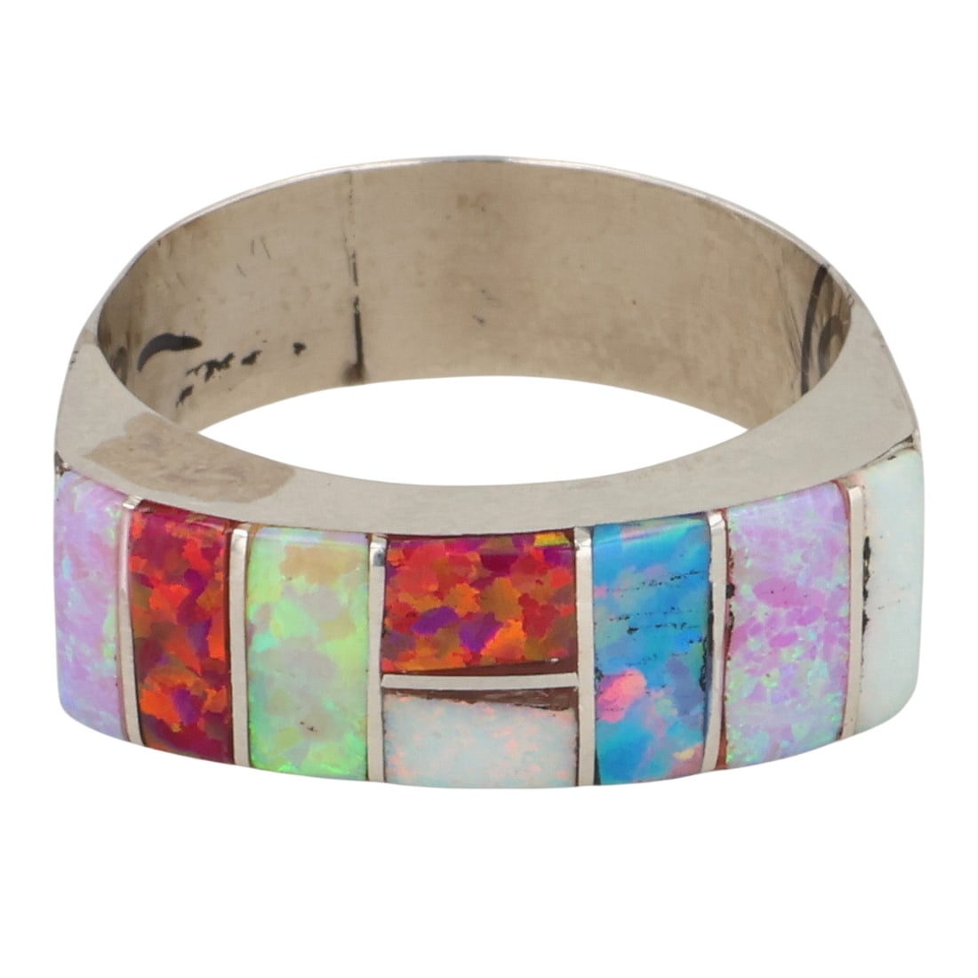 Verna Kanesta Zuni Sterling Opal Inlay Ring Sz 8: Verna Kanesta Zuni Sterling Opal Inlay Ring Sz 8 / 3g