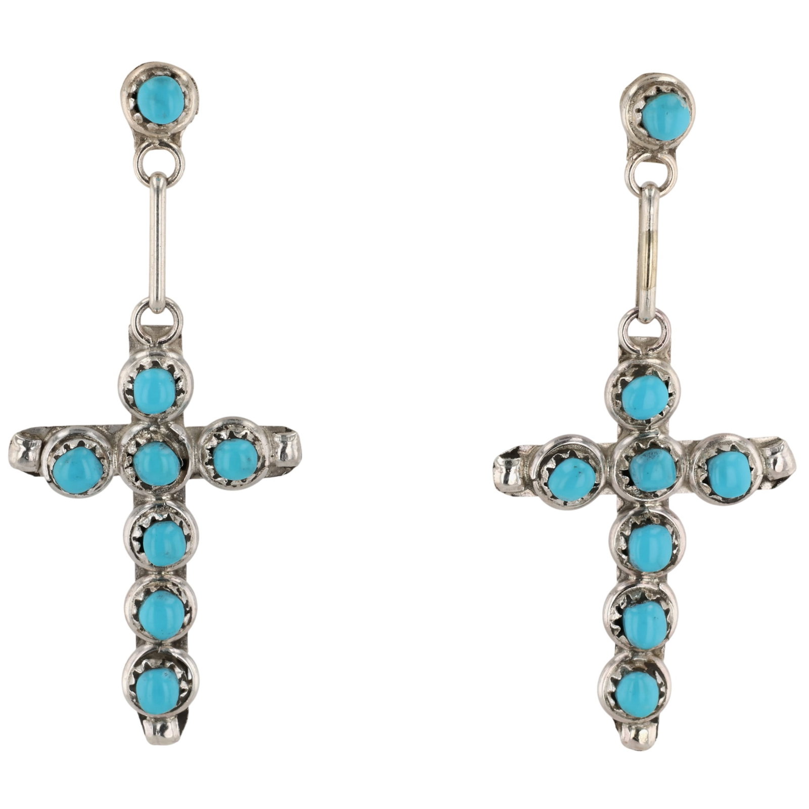Davis Kaamasee Zuni Sterling Turquoise Cross Earrings (1 of 4)