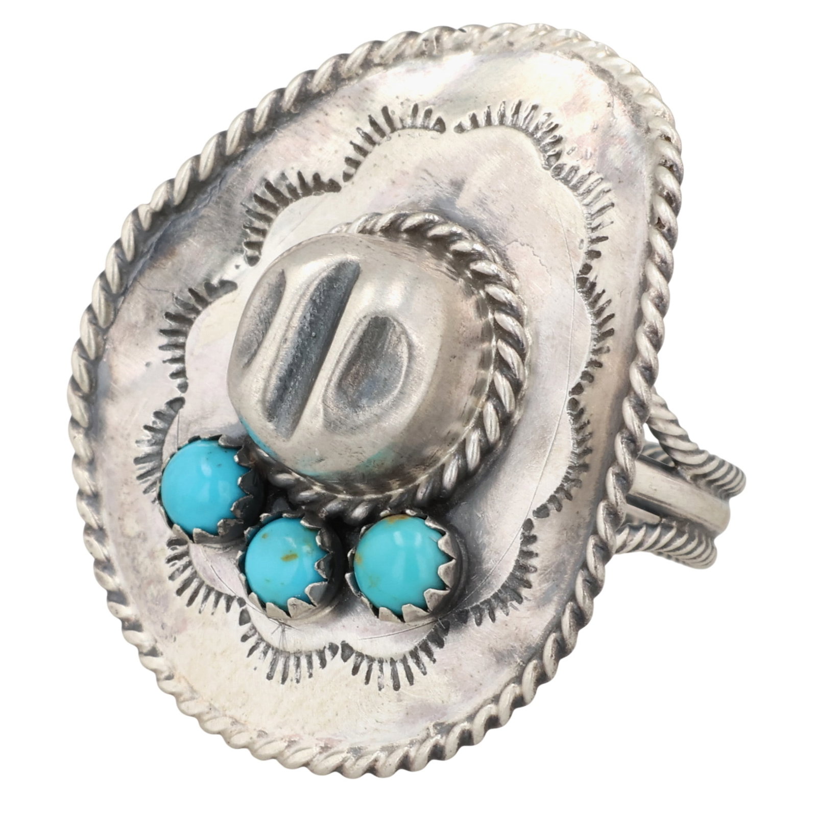 Bobby Platero Navajo Sterling Kingman Turquoise Ring Sz 6.25: Bobby Platero Navajo for Running Bear Shop Sterling Kingman Turquoise Ring Sz 6.25 / 8g / Unsigned. Artist attribution based on accompanying tag.