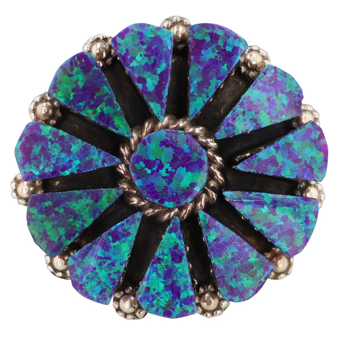 Delbert & Melinda Chavez Zuni Sterling Opal Ring Sz 6.75 (1 of 7)