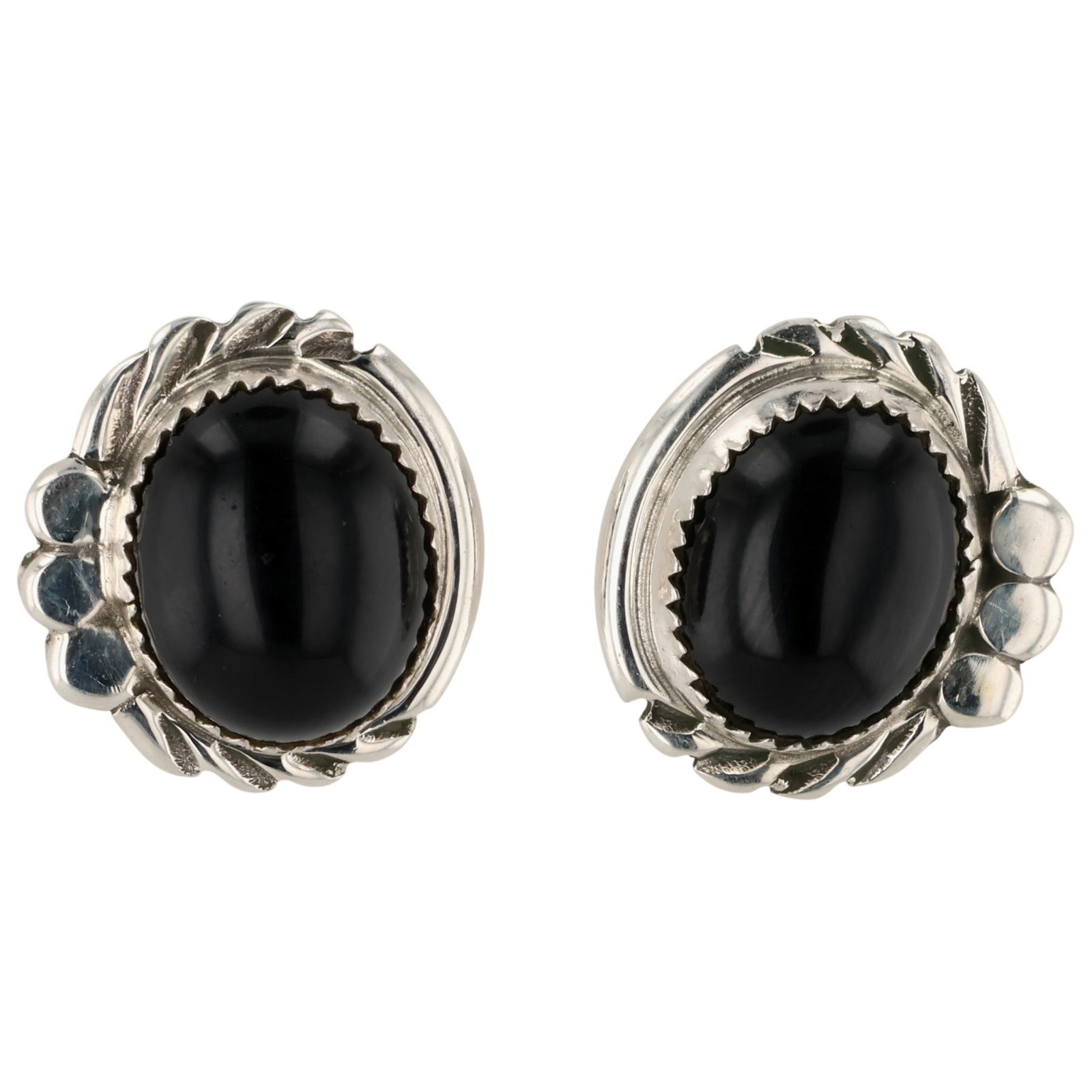Delores Cadman Navajo Sterling Onyx Earrings: Delores Cadman Navajo Sterling Onyx Earrings / 5g / Unsigned. Artist attribution based on accompanying tag.