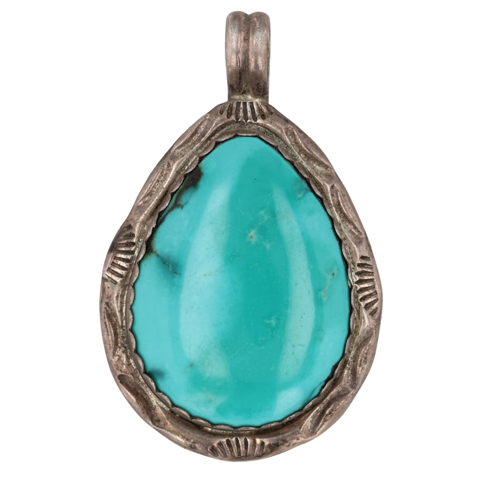 Herbert Tsosie Navajo Sterling Turquoise Pendant (1 of 4)