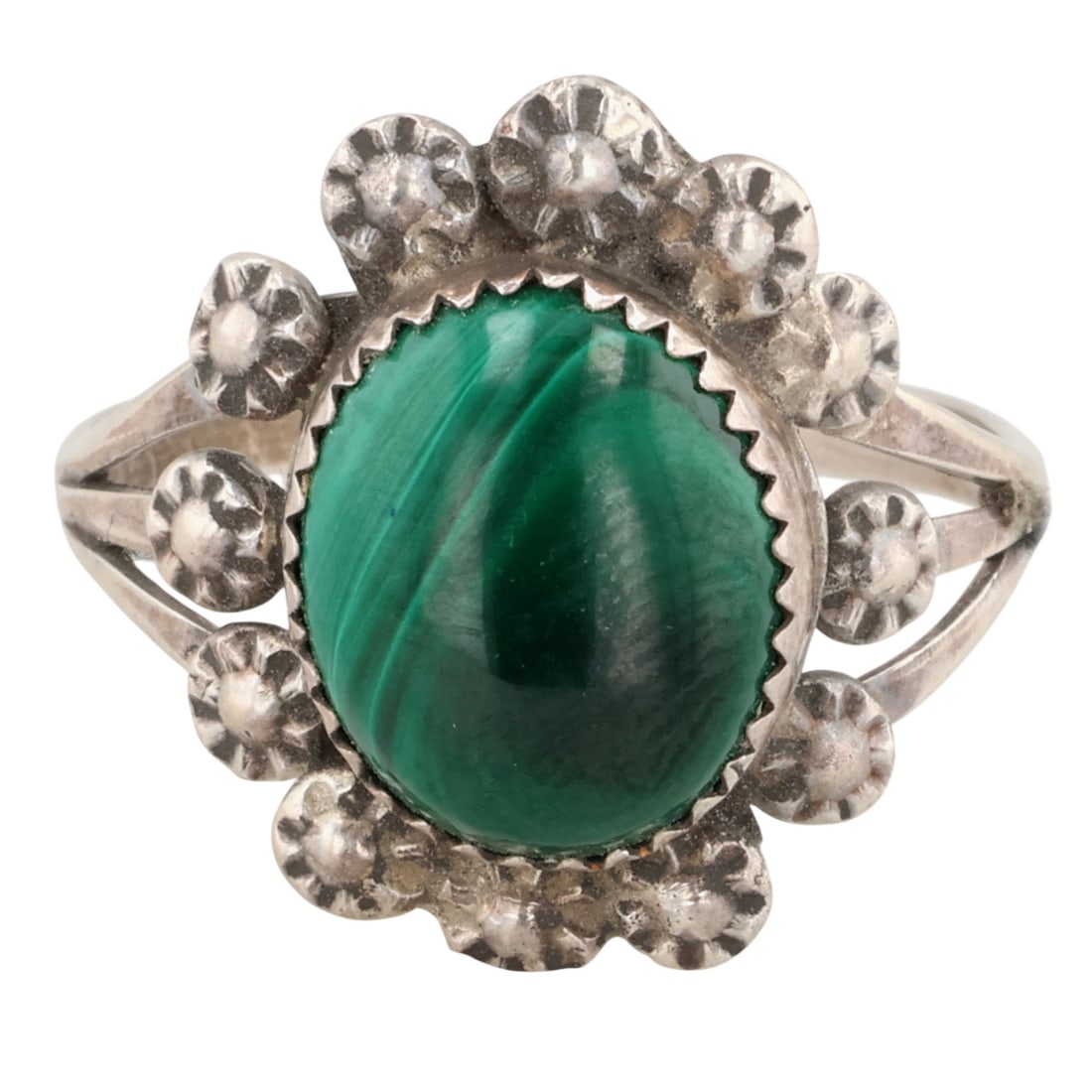 Navajo Sterling Malachite Ring Sz 8.75: Navajo Sterling Malachite Ring Sz 8.75 / 4g