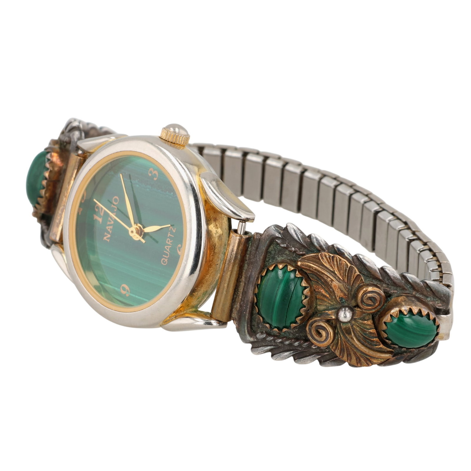 Vintage Navajo Sterling Malachite Watch (1 of 7)