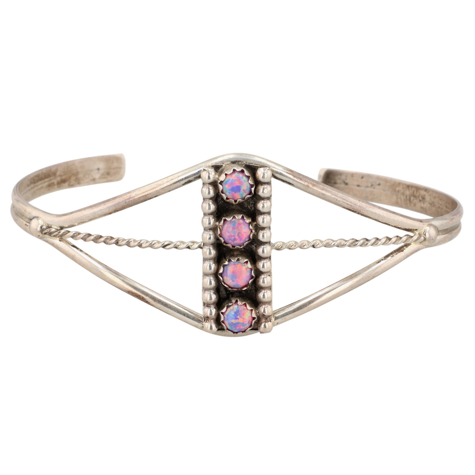 Navajo Sterling Opal Cuff Bracelet (1 of 6)