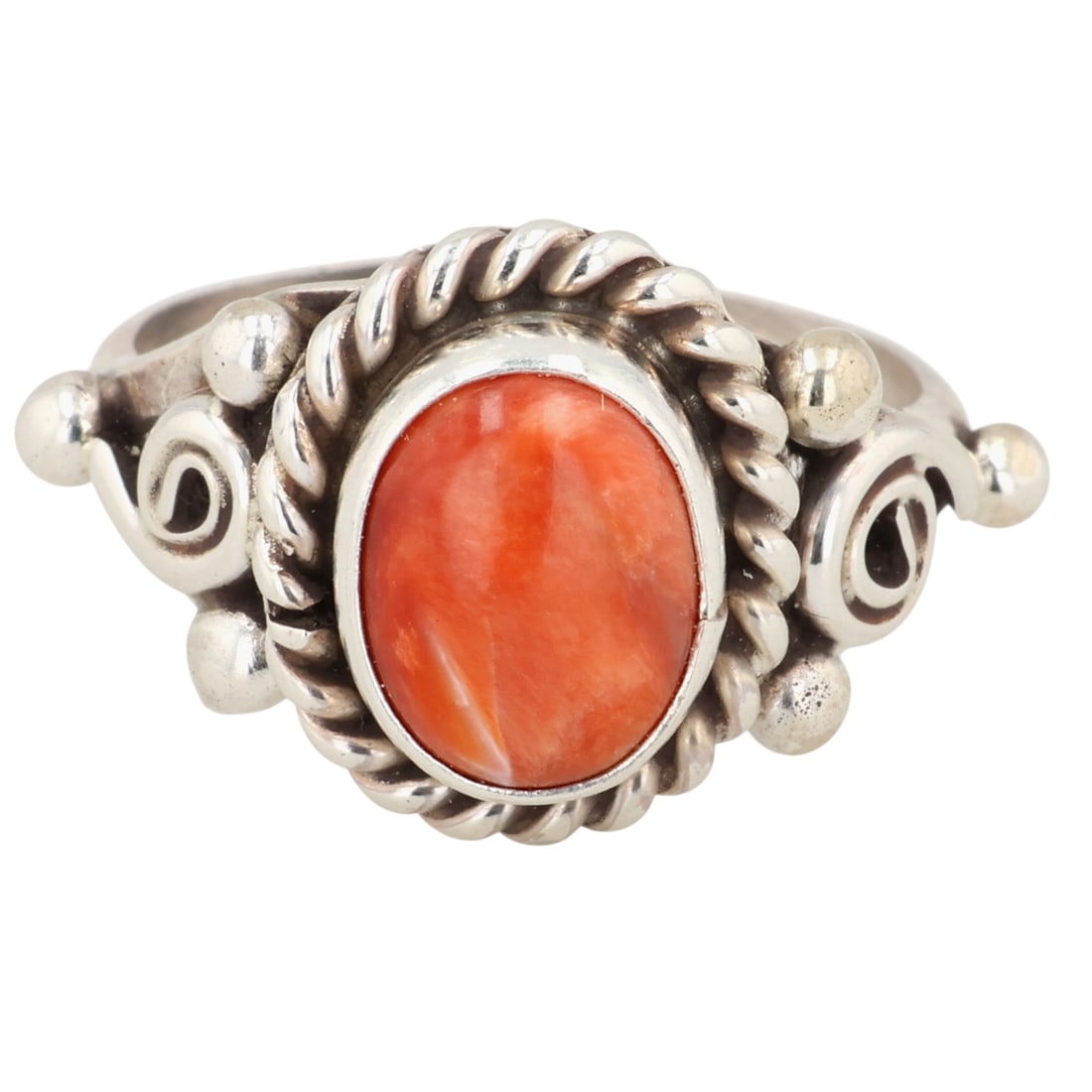 Navajo Sterling Spiny Oyster Ring Sz 7.5: Navajo Sterling Spiny Oyster Ring 5g/Sz 7.5