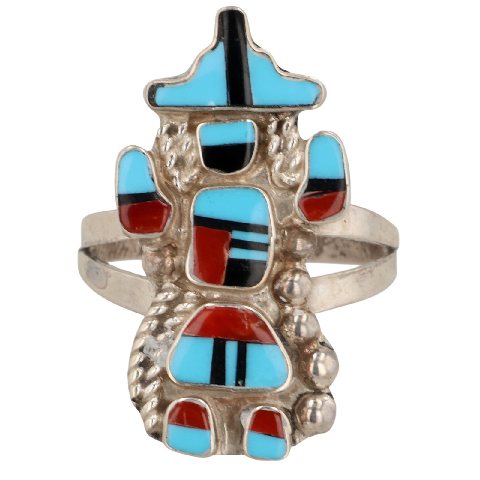 Sally Jack Navajo Sterling Multi-Stone Inlay Rainbow Man Ring Sz 7.5 (1 of 6)
