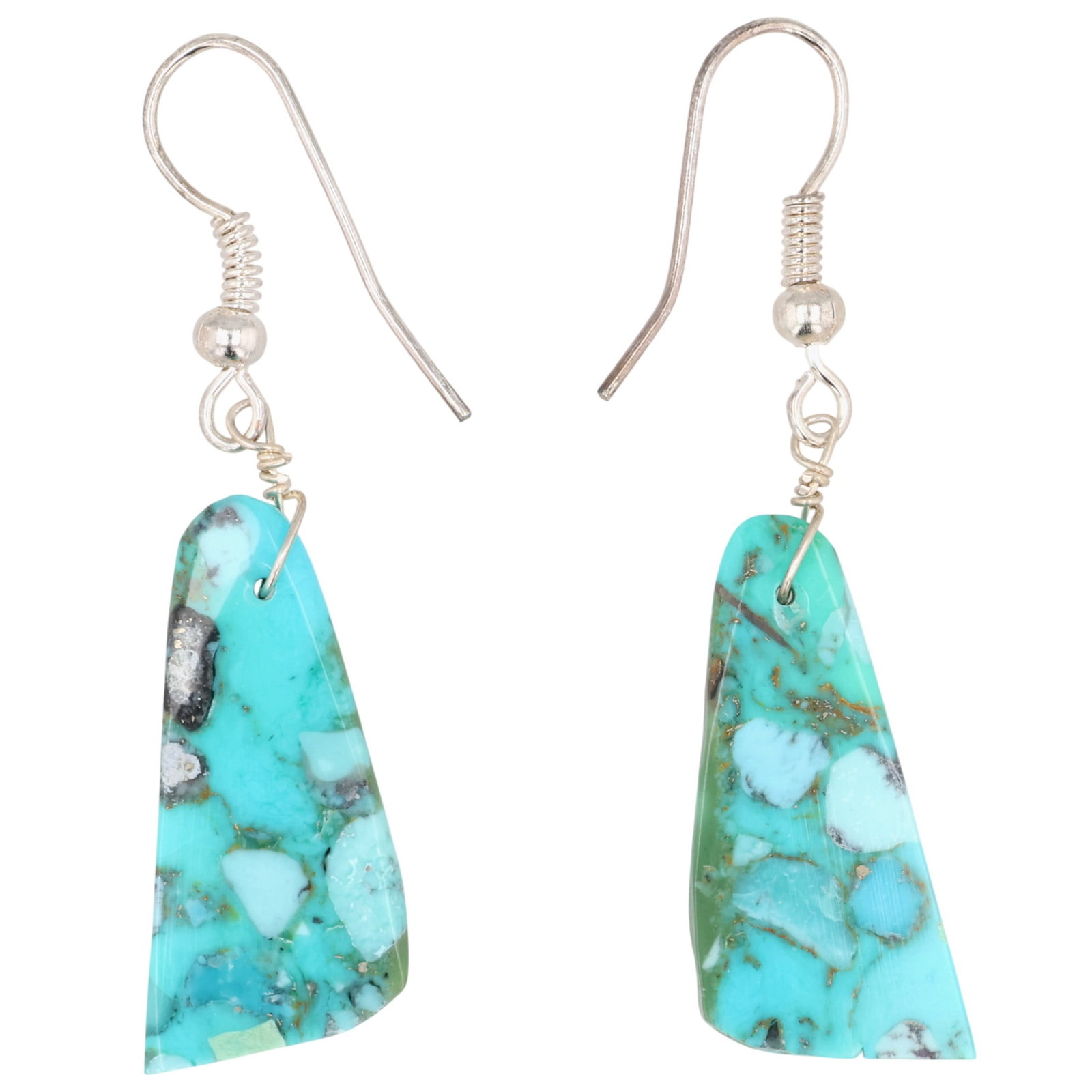 Jameson Pete Navajo Sterling Turquoise Slab Earrings: Jameson Pete Navajo Sterling Turquoise Slab Earrings / 2g / Unsigned. Artist attribution based on accompanying tag.