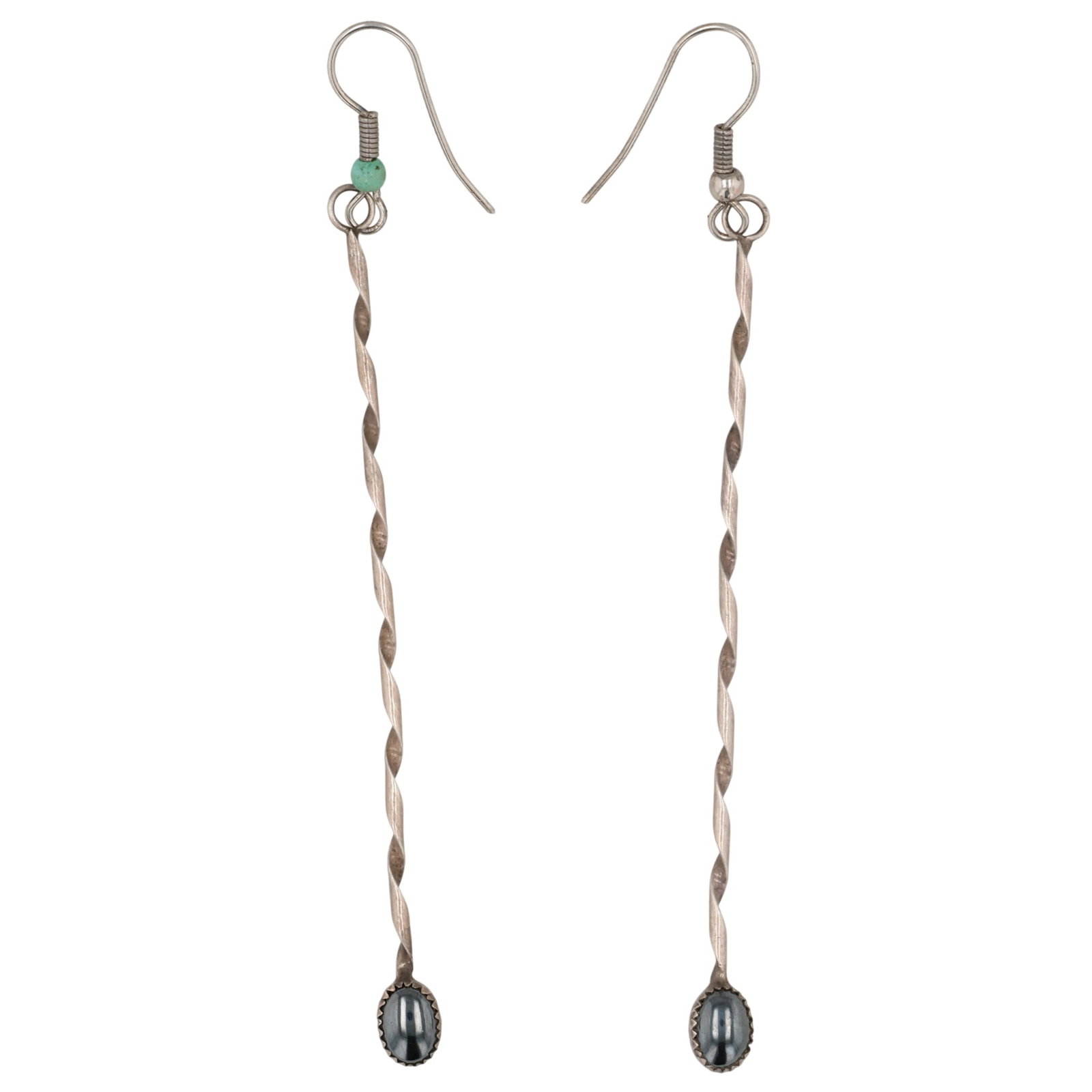 Southwest Sterling Hematite Spiral Earrings (1 of 3)