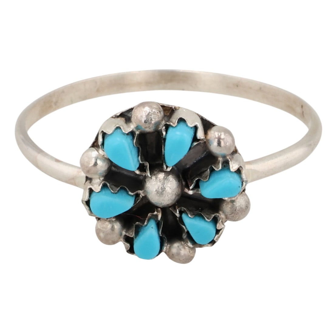 Tricia Leekity Zuni Sterling Turquoise Ring Sz 10.75: Tricia Leekity Zuni Sterling Block Turquoise Ring Sz 10.75 / 2g / Unsigned. Artist attribution based on accompanying writing.