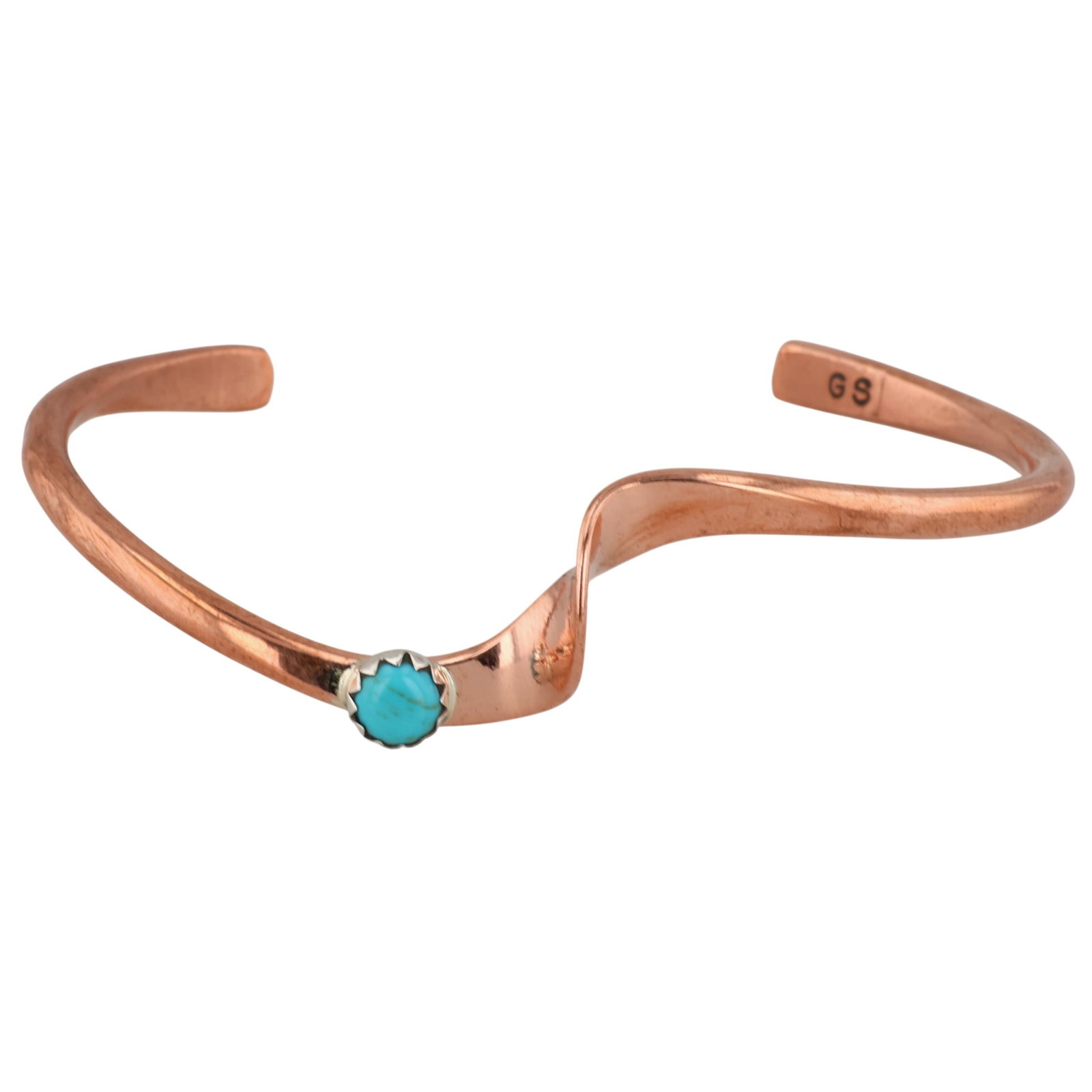 Glenn & Irene Sandoval Navajo Copper Turquoise Cuff Bracelet (1 of 7)