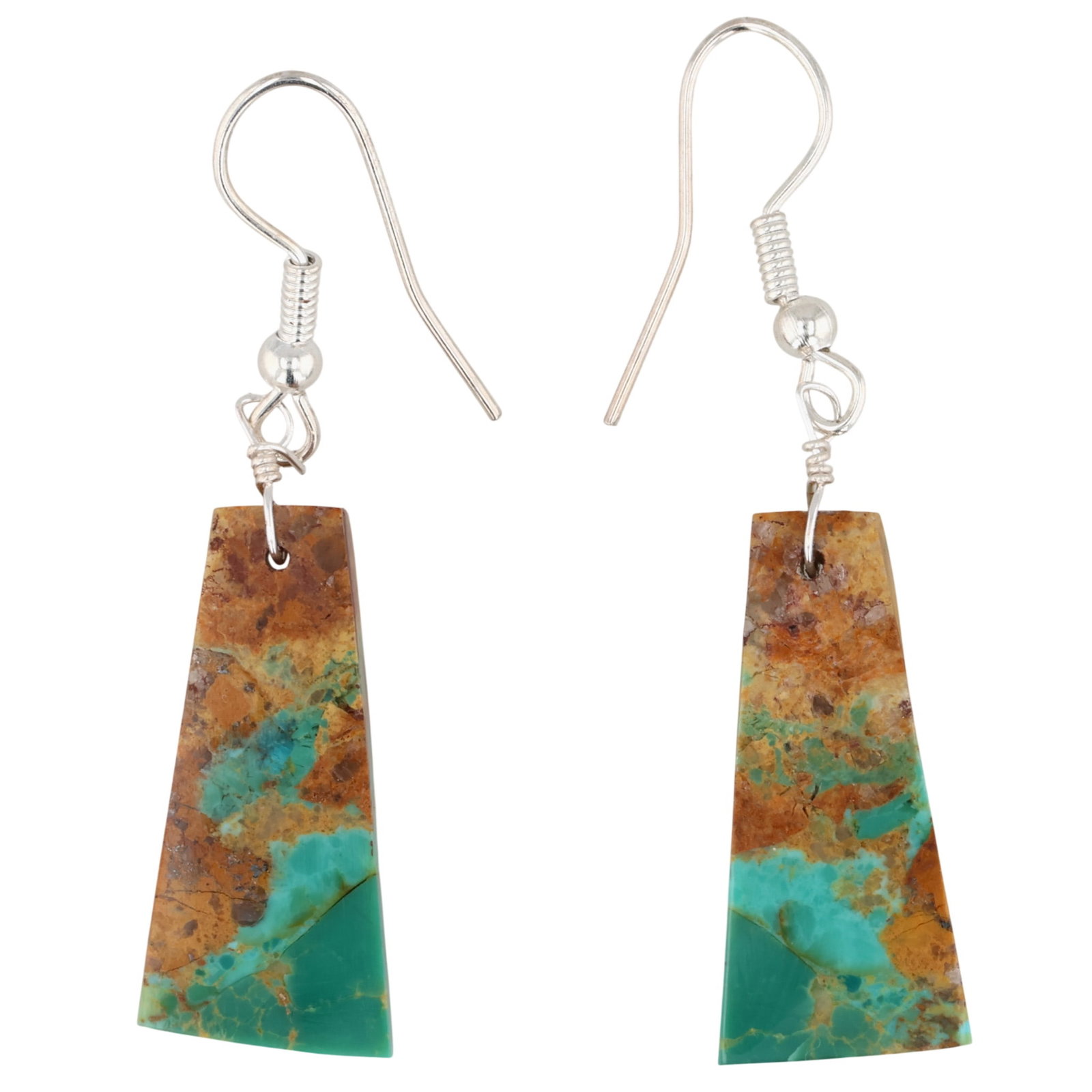 Southwest Sterling Turquoise Slab Earrings: Southwest Sterling Turquoise Slab Earrings / 3.5g
