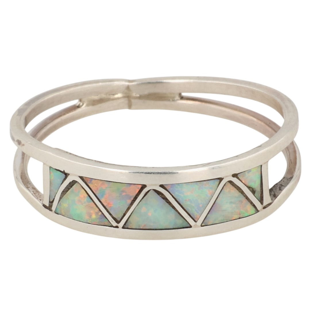 Jason & Pearl Ukestine Zuni Sterling Opal Inlay Ring Sz 8 (1 of 6)