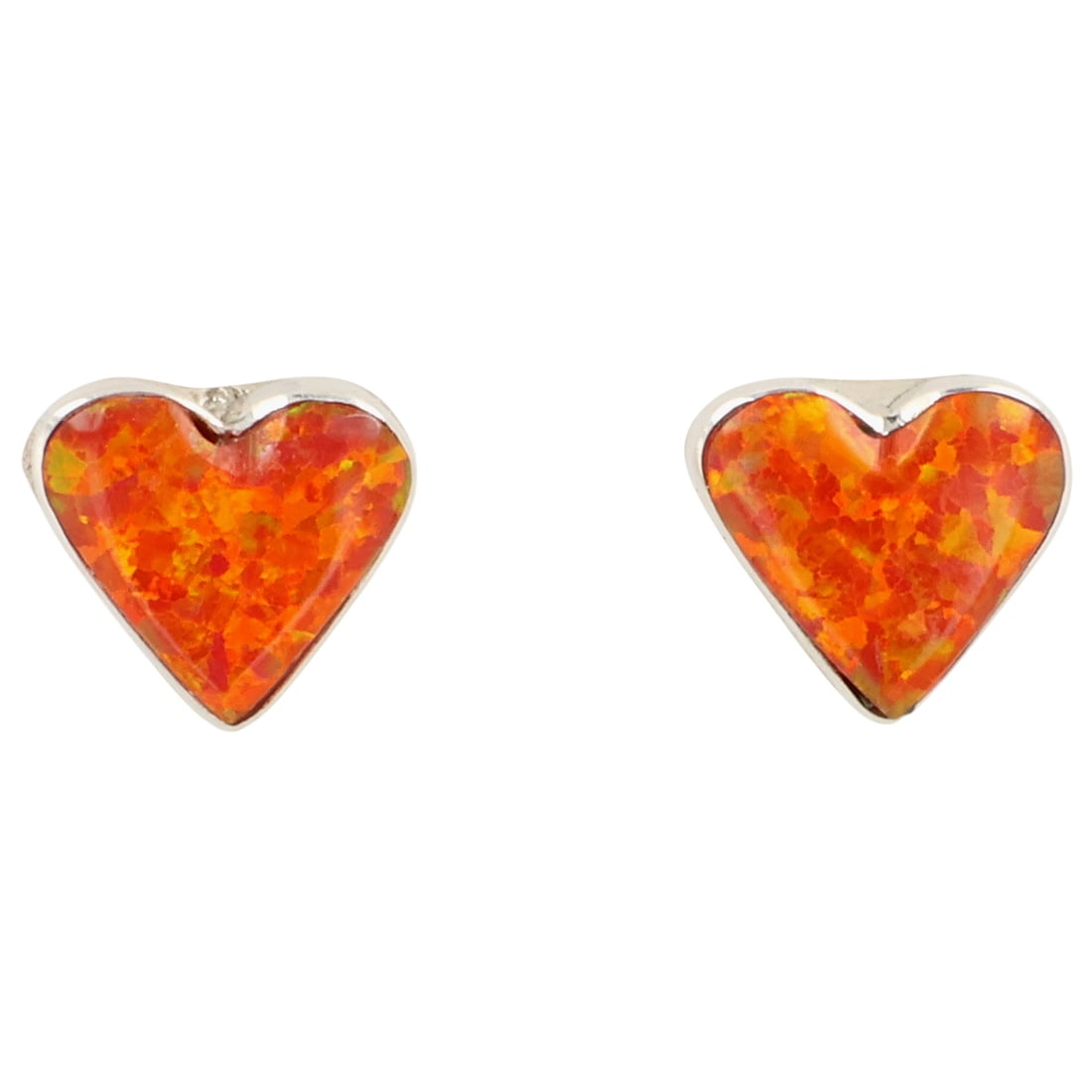 Arlinda Lalio Zuni Sterling Opal Heart Earrings: Arlinda Lalio Zuni Sterling Opal Heart Earrings / 0.8g / Unsigned. Artist attribution based on accompanying tag.