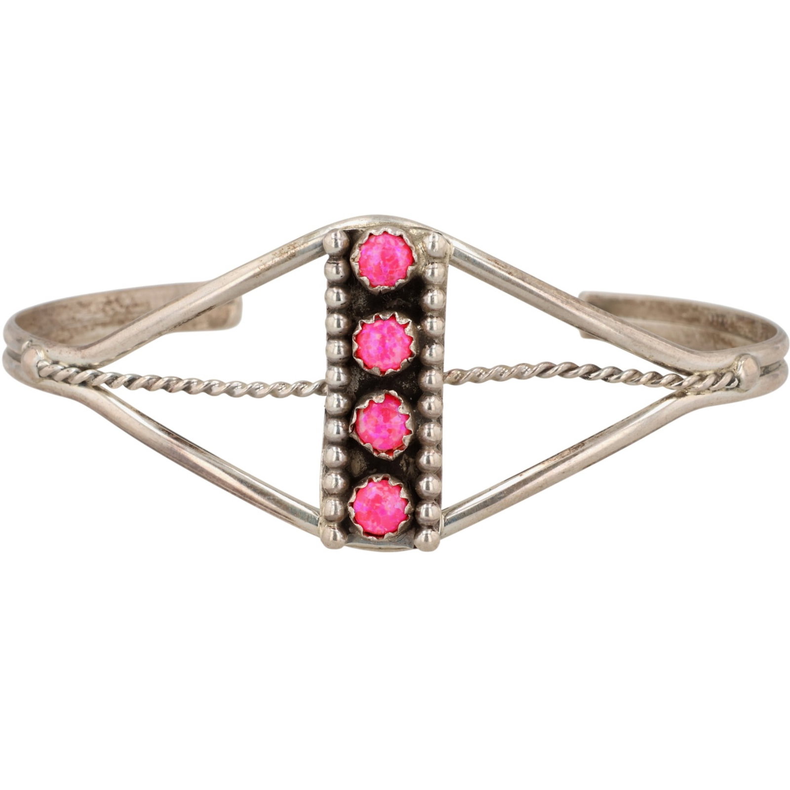 Navajo Sterling Opal Cuff Bracelet (1 of 6)