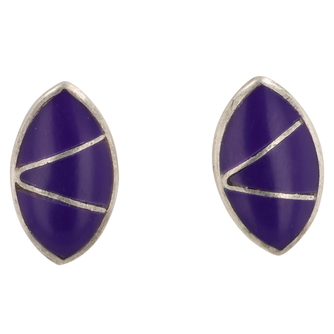 Navajo Sterling Lapis Lazuli Inlay Earrings: Navajo Sterling Synthetic Lapis Lazuli Inlay Earrings / 1g