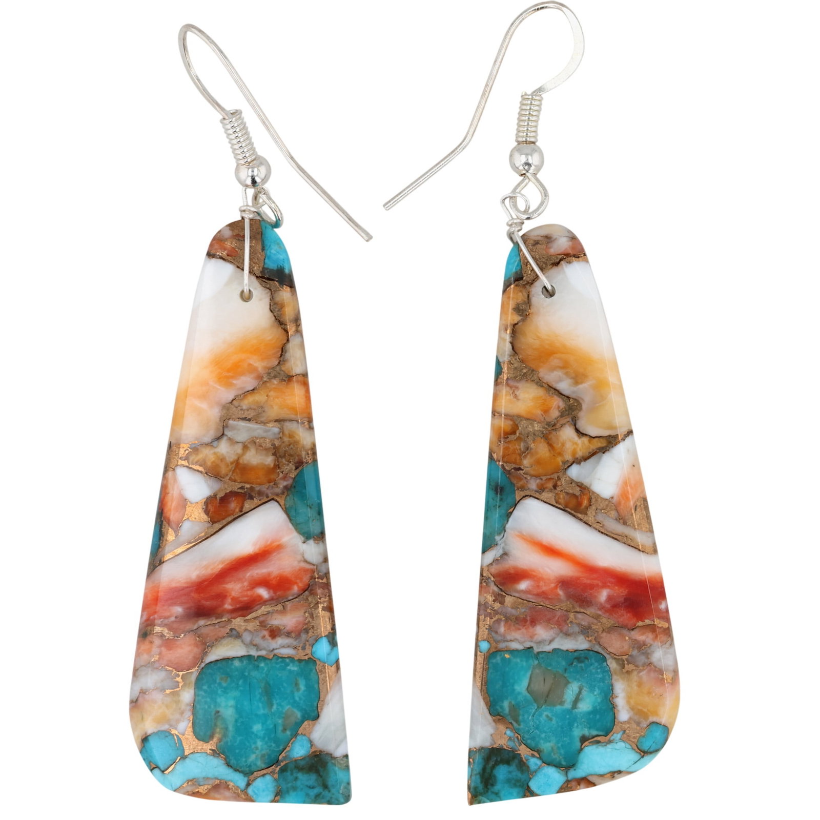 Jameson Pete Navajo Sterling Dahlia Slab Earrings: Jameson Pete Navajo Sterling Dahlia Slab Earrings / 12g / Unsigned. Artist attribution based on accompanying tag.