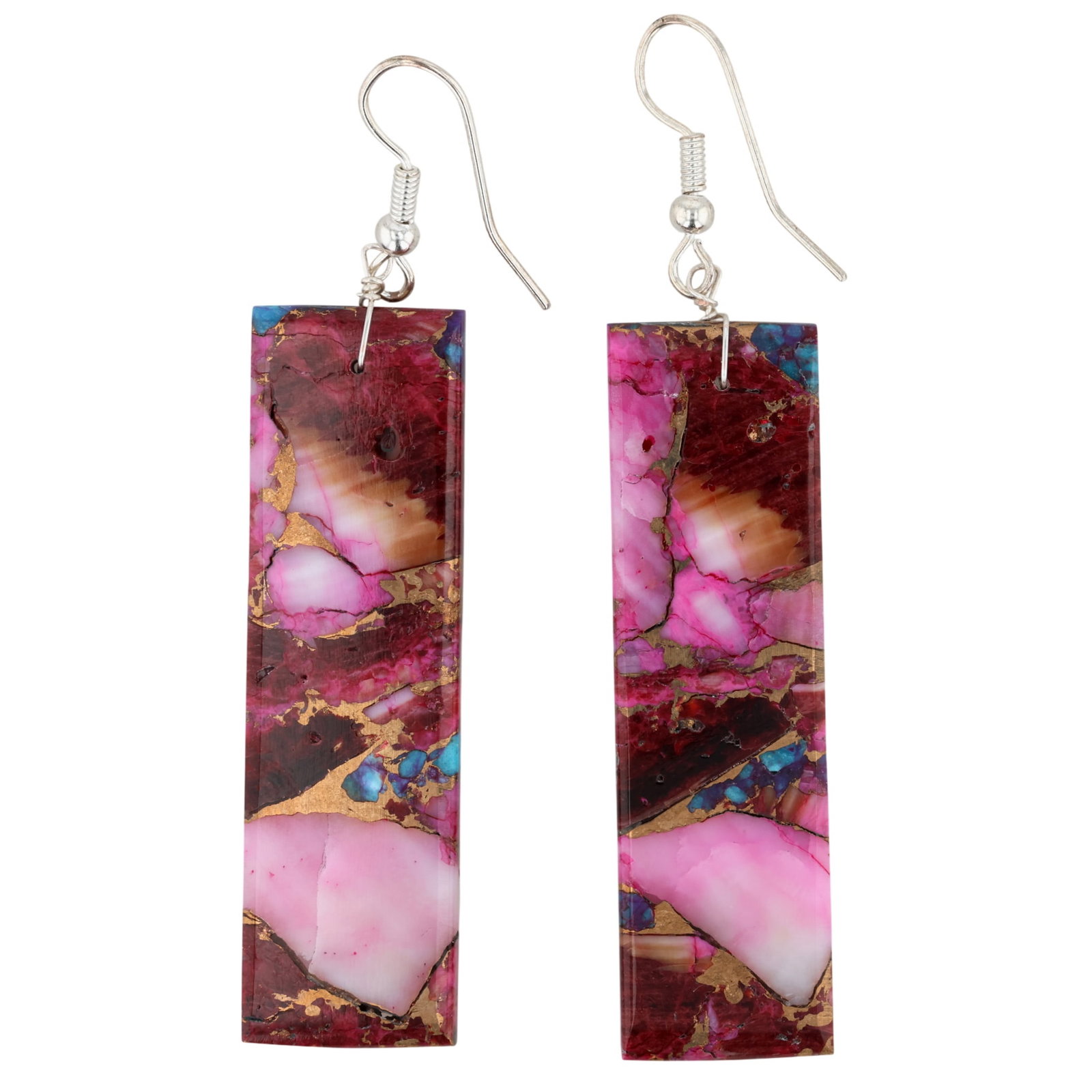Jameson Pete Navajo Sterling Rose Dahlia Slab Earrings: Jameson Pete Navajo Sterling Rose Dahlia Slab Earrings / 12g / Unsigned. Artist attribution based on accompanying tag.