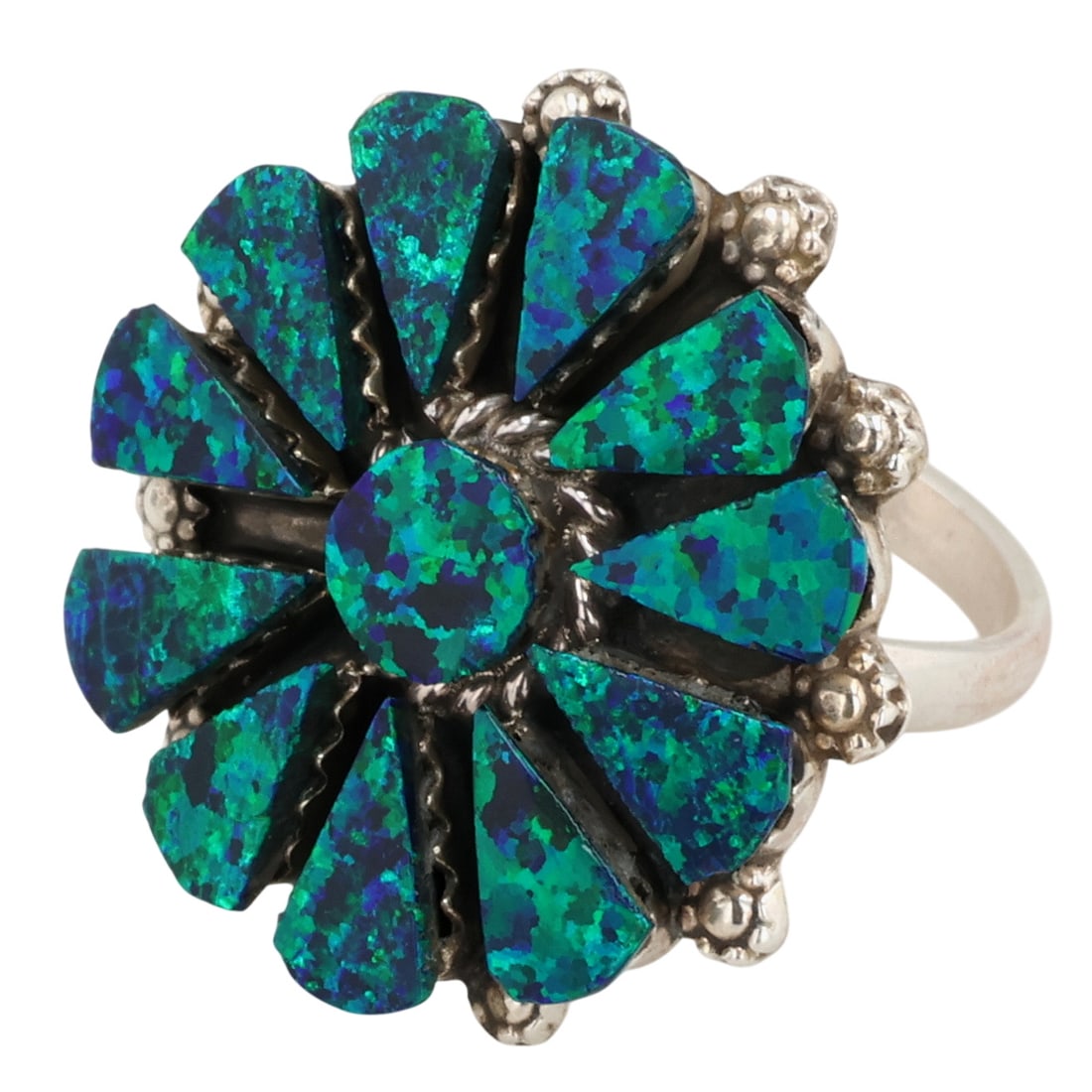 Delbert & Melinda Chavez Zuni Sterling Opal Ring Sz 8 (1 of 7)