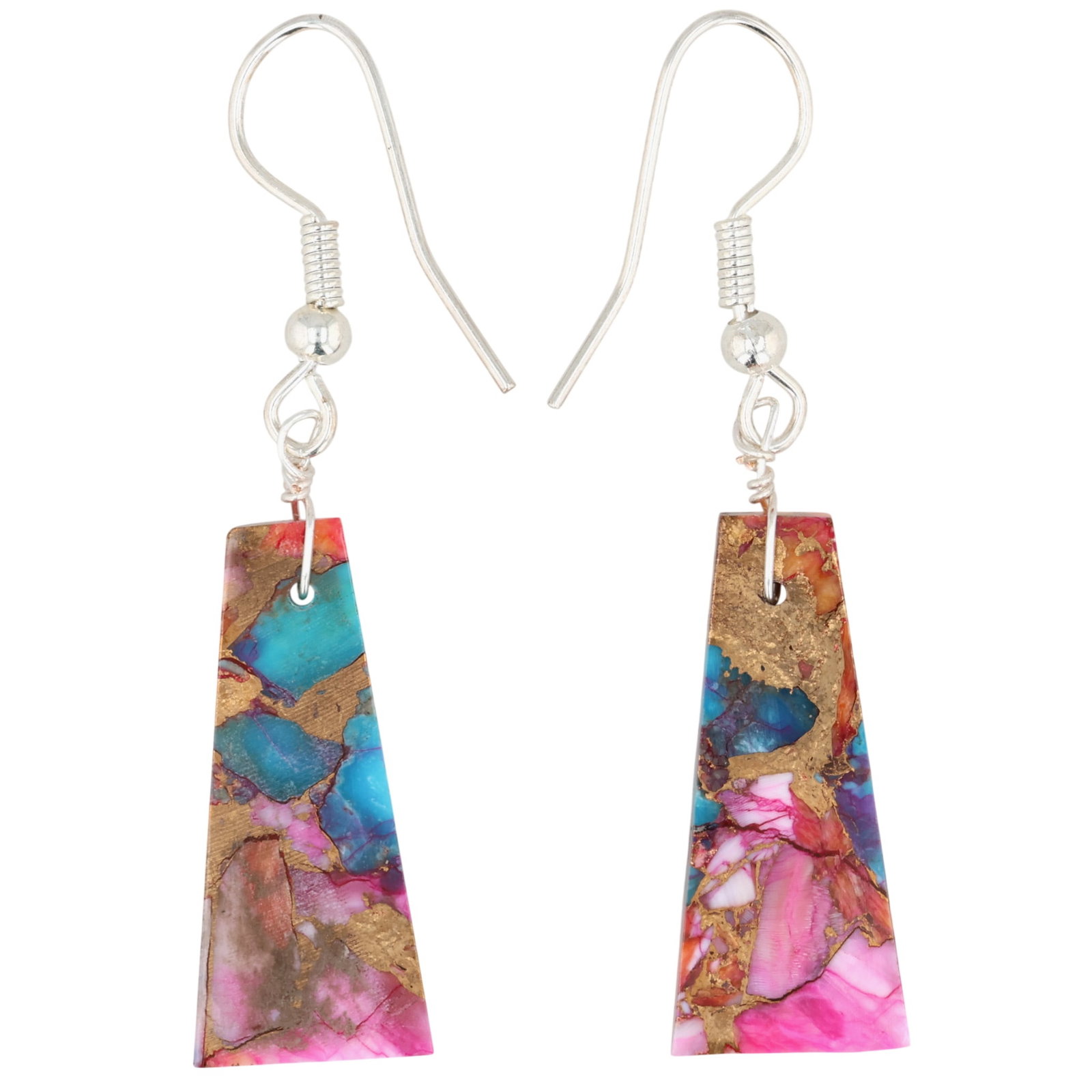 Southwest Sterling Pink Dahlia Slab Earrings (1 of 3)