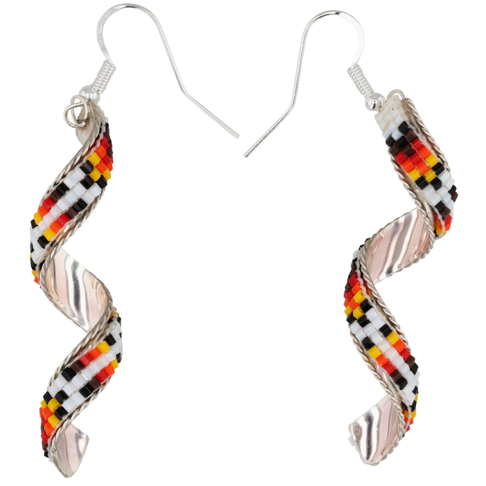 Lucille Romone Navajo Sterling Microbead Spiral Earrings: Lucille Romone Navajo Sterling Microbead Spiral Earrings / 4g / Unsigned. Artist attribution based on accompanying tag.