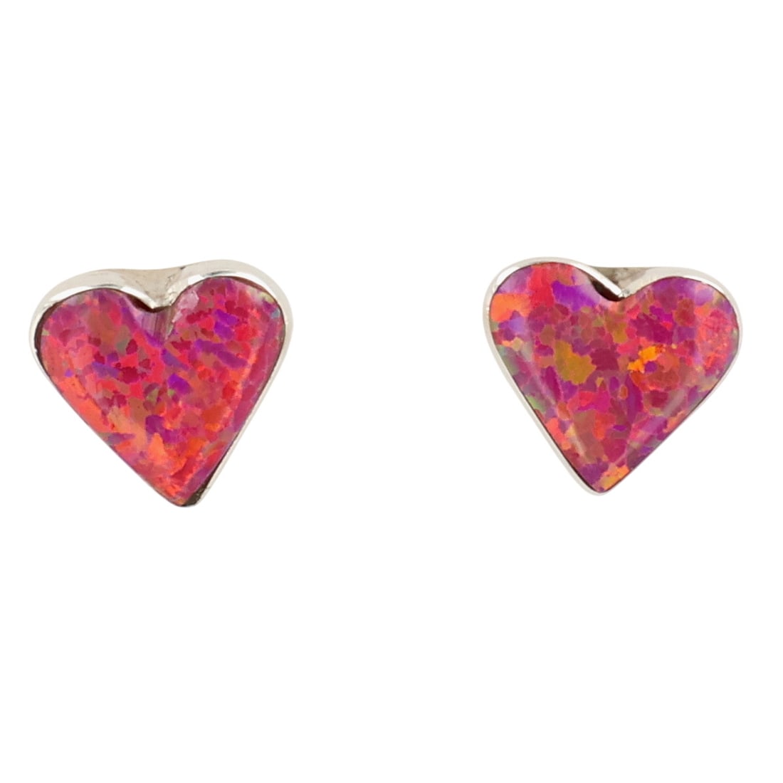Arlinda Lalio Zuni Sterling Opal Heart Earrings: Arlinda Lalio Zuni Sterling Opal Heart Earrings / 0.8g / Unsigned. Artist attribution based on accompanying tag.