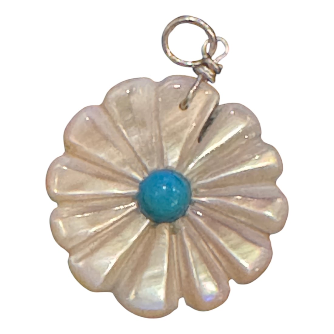 Award Winning Artist Stacey Turpen Navajo Sterling Multi-Stone Flower Pendant (1 of 3)