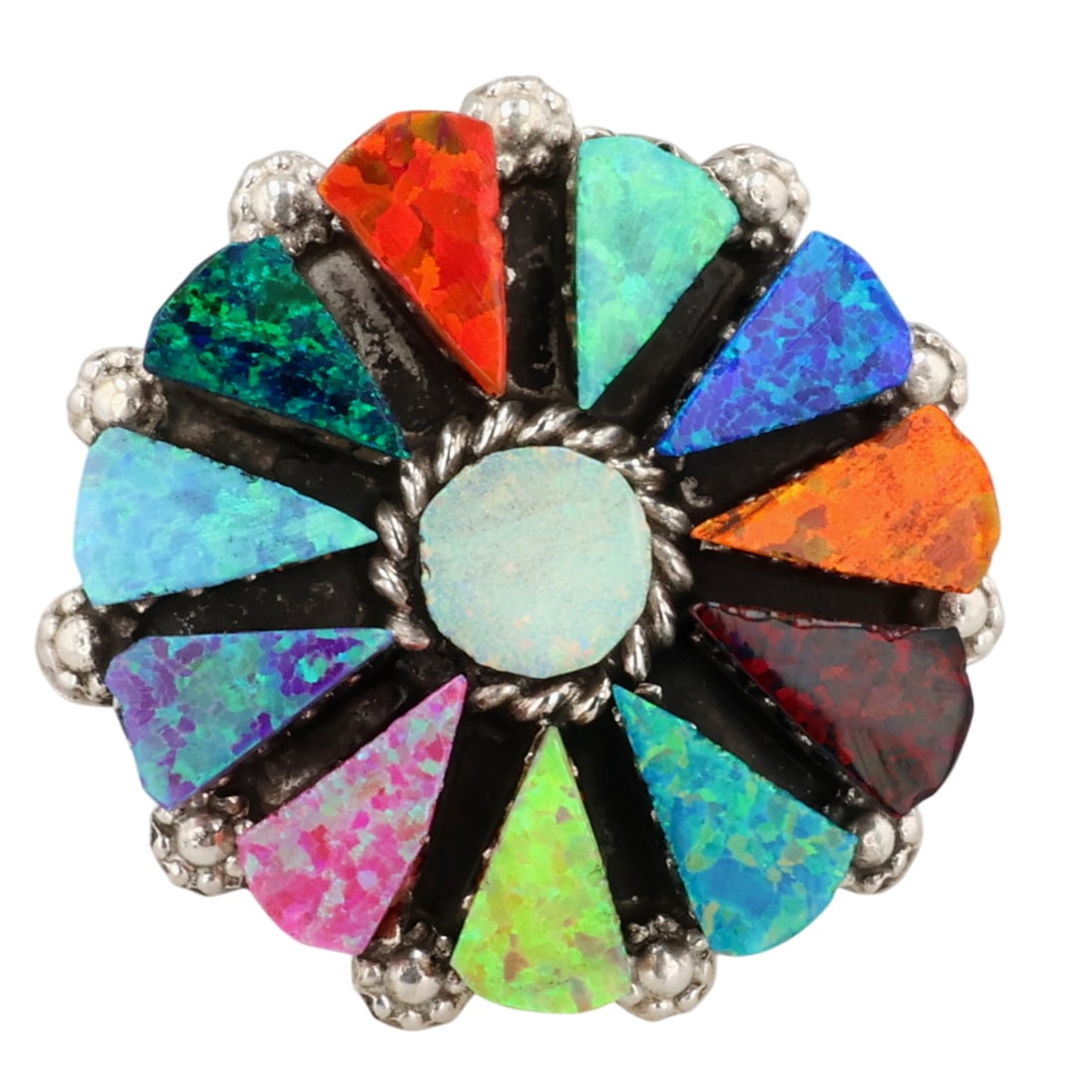 Delbert & Melinda Chavez Zuni Sterling Opal Ring Sz 5.75: Delbert & Melinda Chavez Zuni Sterling Opal Ring Sz 5.75 / 5.5g