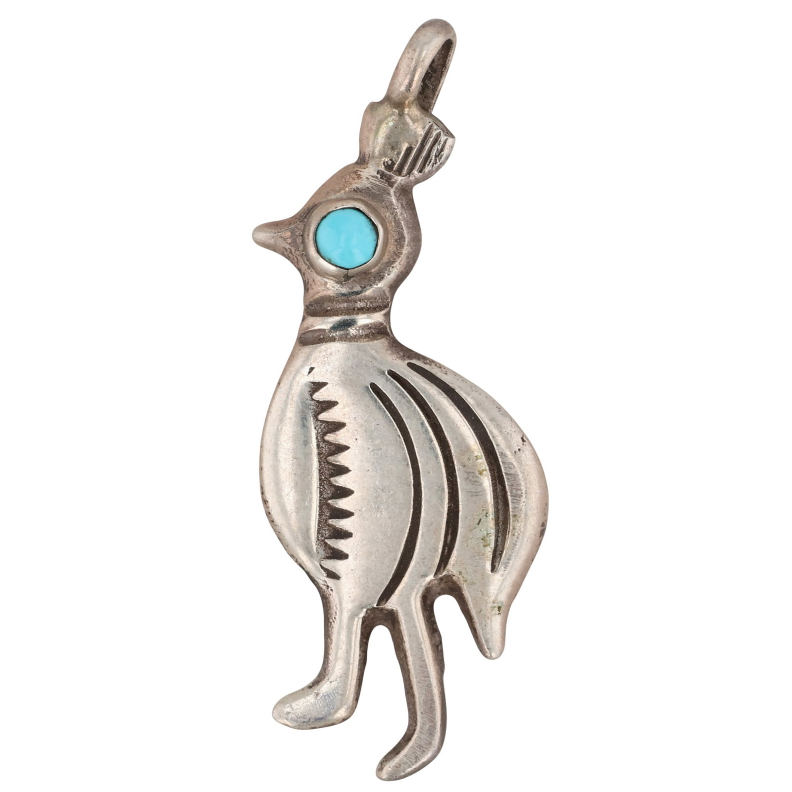 Navajo Sterling Turquoise Quail Pendant (1 of 3)