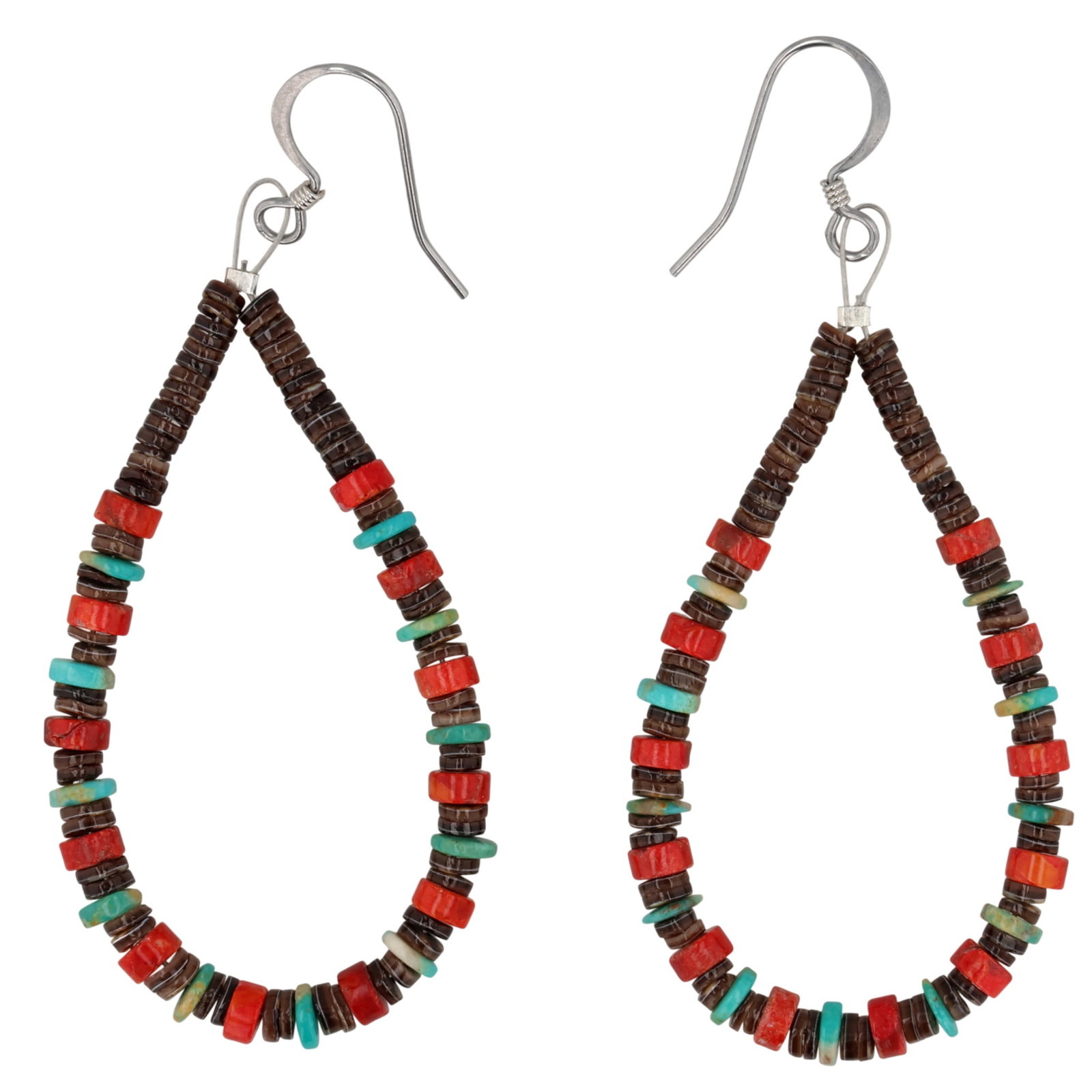 Southwest Sterling Multi-Stone Heishi Earrings (1 of 3)