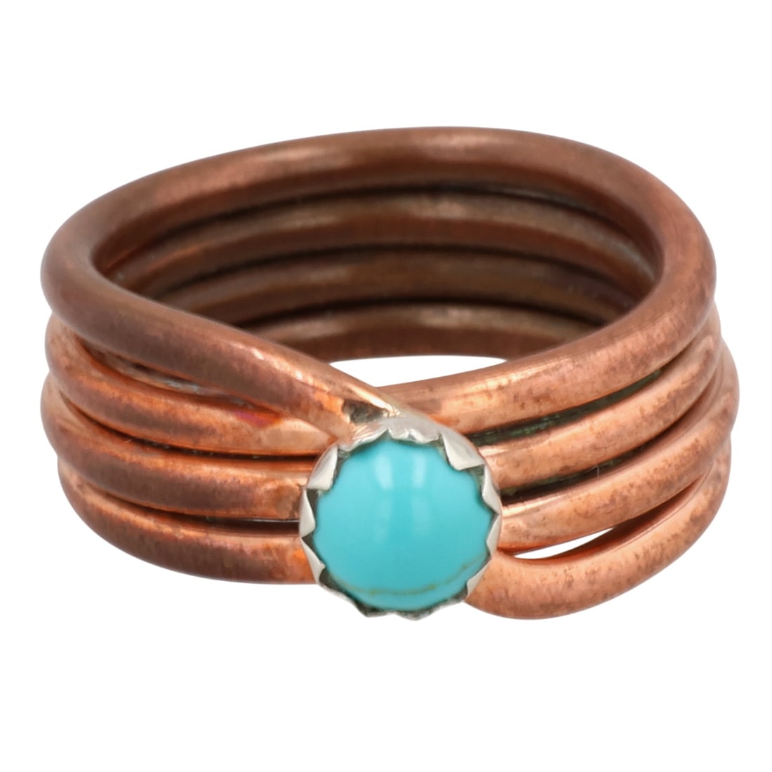 Southwest Copper Turquoise Coil Ring Sz 7 (1 of 5)