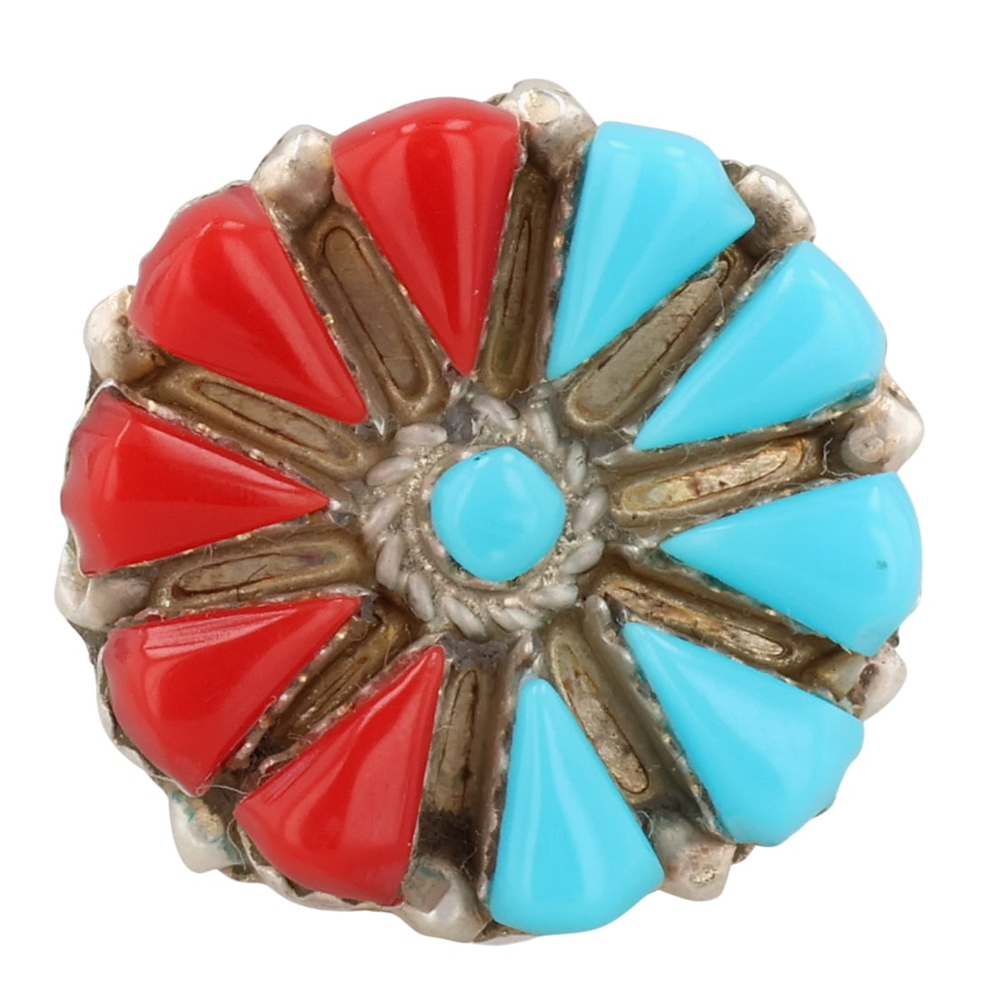 Sharon Cisco Navajo Sterling Turquoise Coral Ring Sz 6.75 (1 of 6)