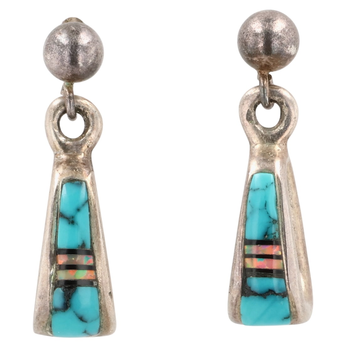 Southwest Sterling Multi-Stone Inlay Earrings (1 of 3)
