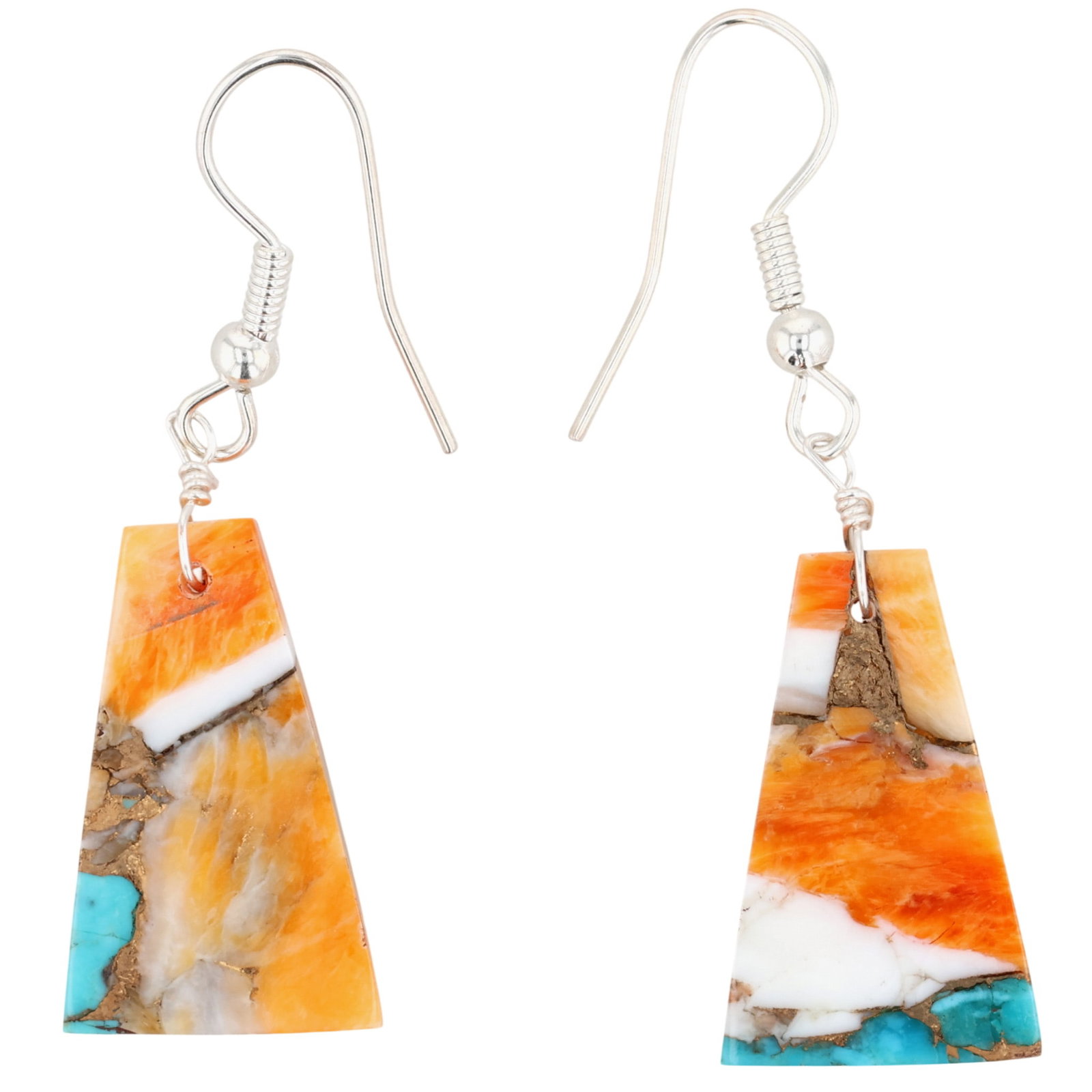 Jameson Pete Navajo Sterling Dahlia Slab Earrings: Jameson Pete Navajo Sterling Dahlia Slab Earrings / 3g / Unsigned. Artist attribution based on accompanying tag.