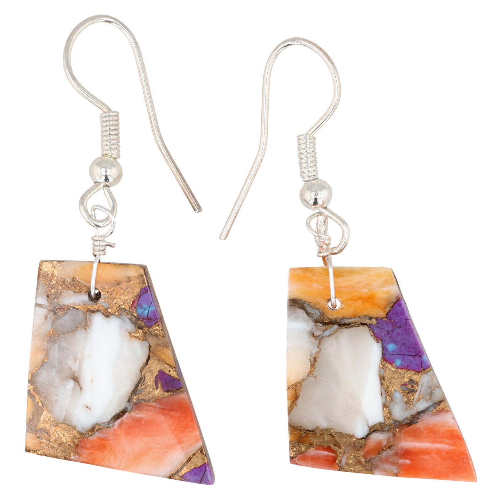 Southwest Sterling Dahlia Slab Earrings (1 of 3)