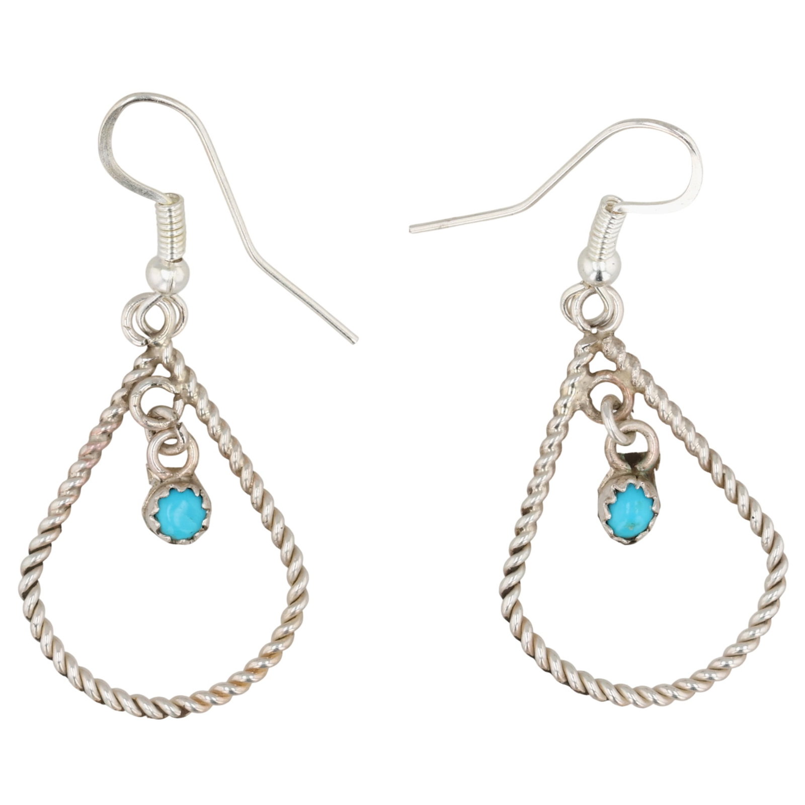 Sylvia Chee Navajo Sterling Turquoise Earrings: Sylvia Chee Navajo Sterling Turquoise Earrings / 2.5g / Unsigned. Artist attribution based on accompanying tag.