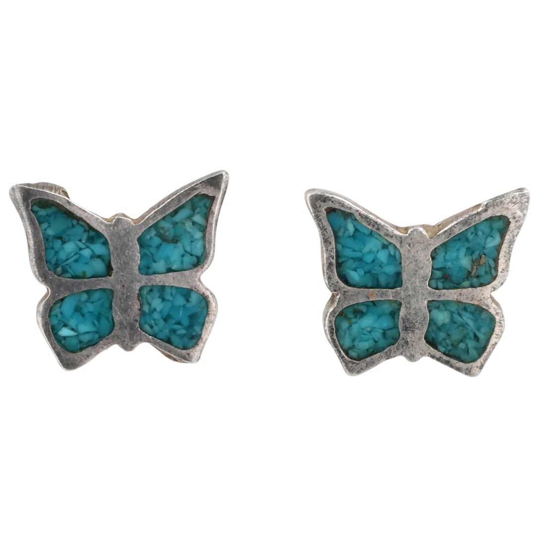 Southwest Sterling Crushed Turquoise Butterfly Earrings (1 of 3)