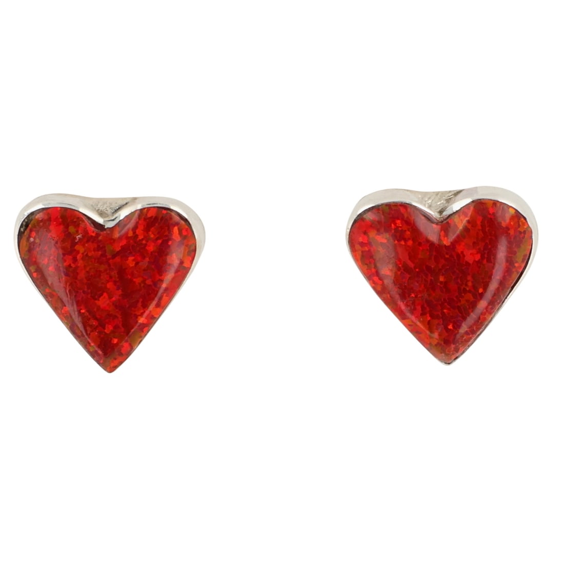 Arlinda Lalio Zuni Sterling Opal Heart Earrings: Arlinda Lalio Zuni Sterling Opal Heart Earrings / 0.8g / Unsigned. Artist attribution based on accompanying tag.