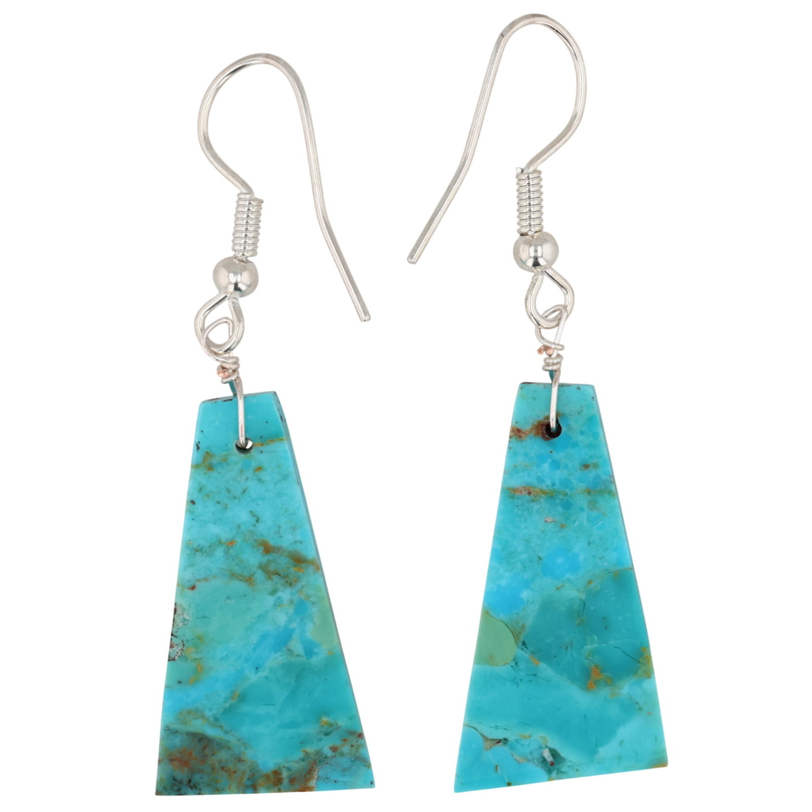 Jameson Pete Navajo Sterling Turquoise Slab Earrings: Jameson Pete Navajo Sterling Compressed Turquoise Slab Earrings / 3g / Unsigned. Artist attribution based on accompanying tag.