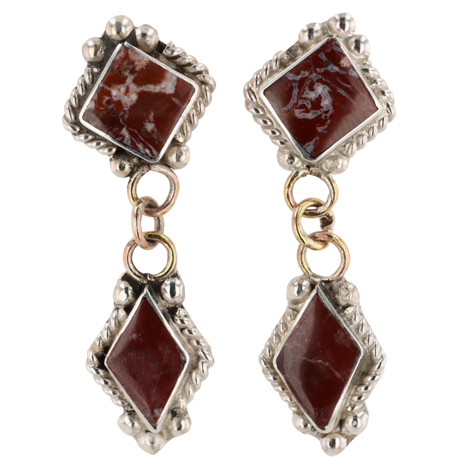 Raquel Booqua Zuni Sterling Wild Horse Magnesite Earrings: Raquel Booqua Zuni Sterling Wild Horse Magnesite Earrings / 4g