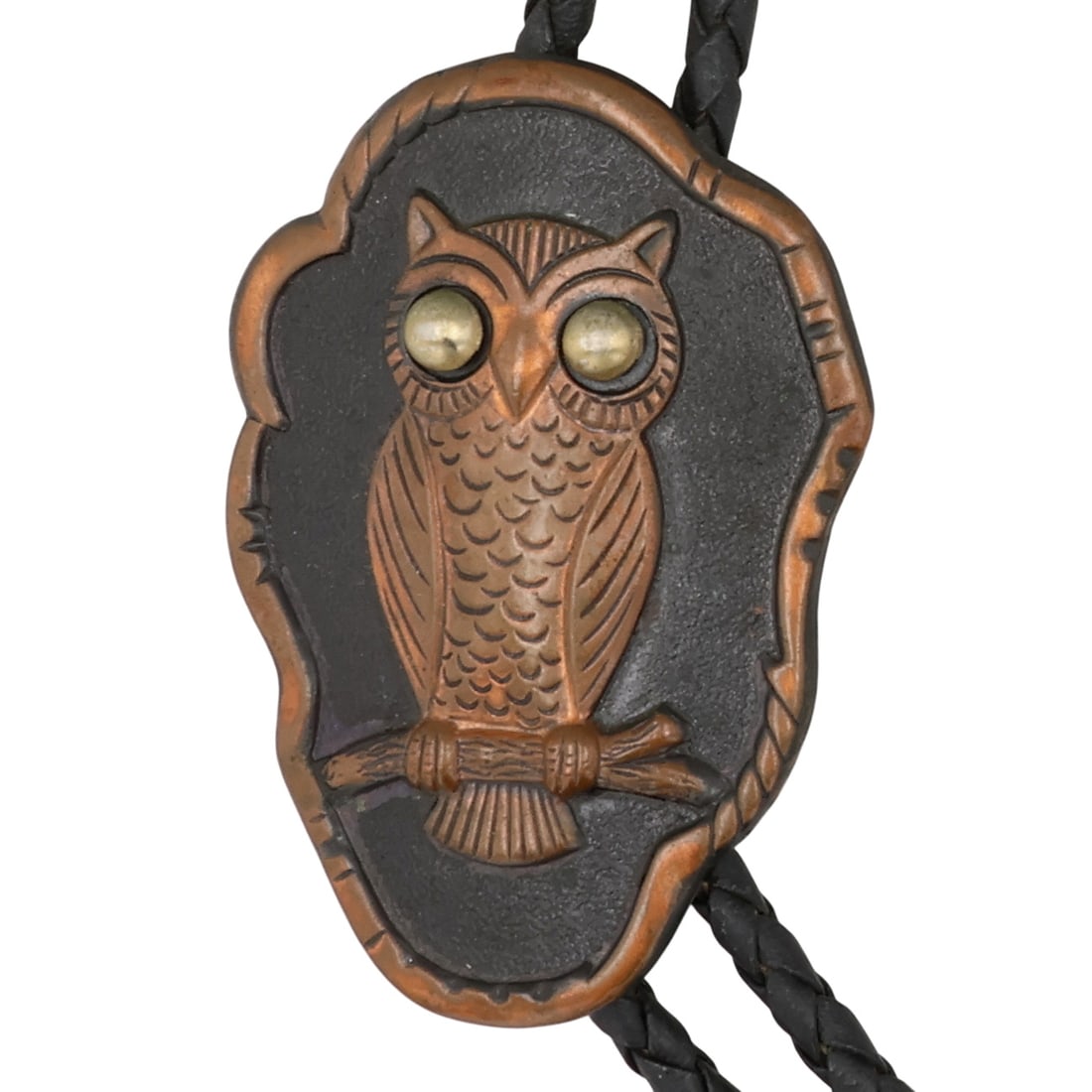 Vintage Bell Trading Post Copper Owl Bolo Tie: Vintage Bell Trading Post Copper Owl Bolo Tie / 28.5g