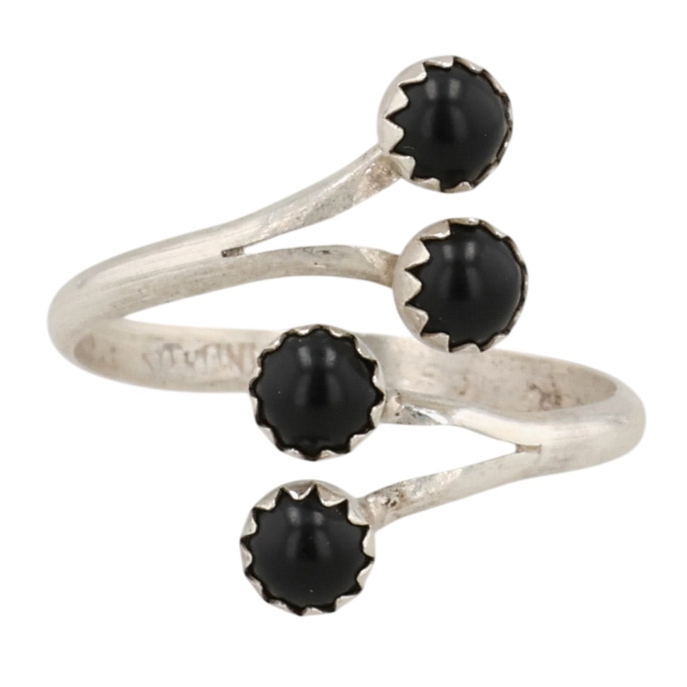 Dorothy Yazzie Navajo Sterling Onyx Adjustable Ring: Dorothy Yazzie Navajo Sterling Onyx Adjustable Ring Sz 7.25 / 1.5g / Unsigned. Artist attribution based on accompanying tag.