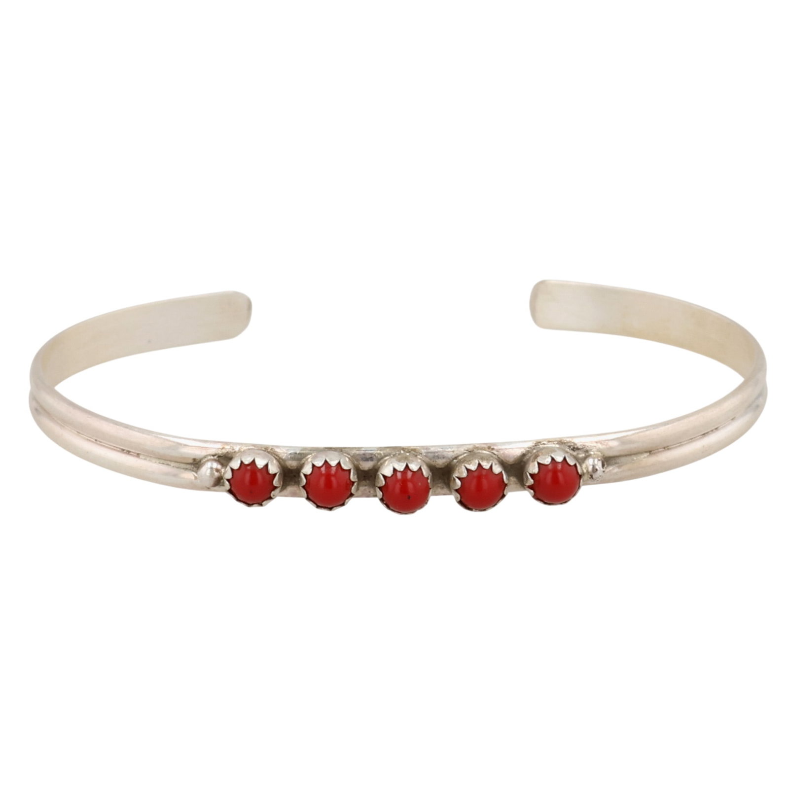 Navajo Sterling Coral Baby Cuff Bracelet: Navajo Sterling Coral Baby Cuff Bracelet / 2.5g